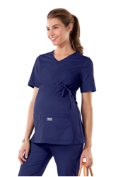 2115- Cherokee Workwear Core Stretch Maternity V-Neck Knit Panel Top 